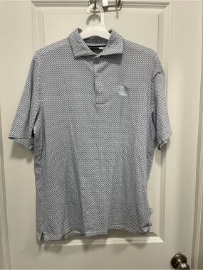 KJUS Men’s Hollow Prima Polo Size 50 (us Medium) White With Blue Black Golf EUC